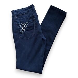 SL8 Dark wash skinny jeans crystal stud pocket detail size 27